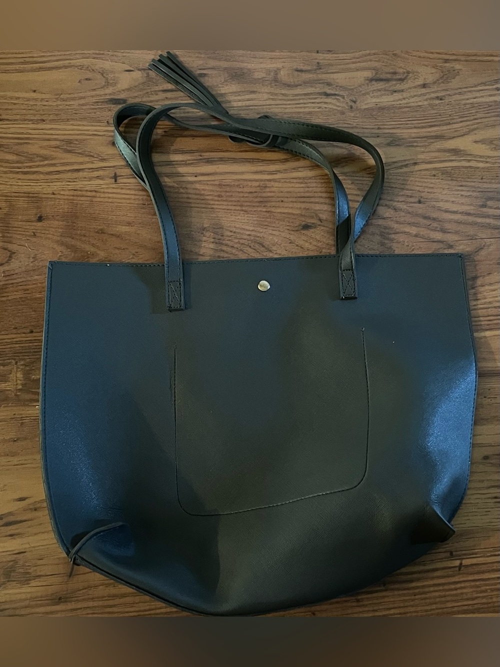Classic Gray Tote Purse Bucket Bag with Tassel Accent